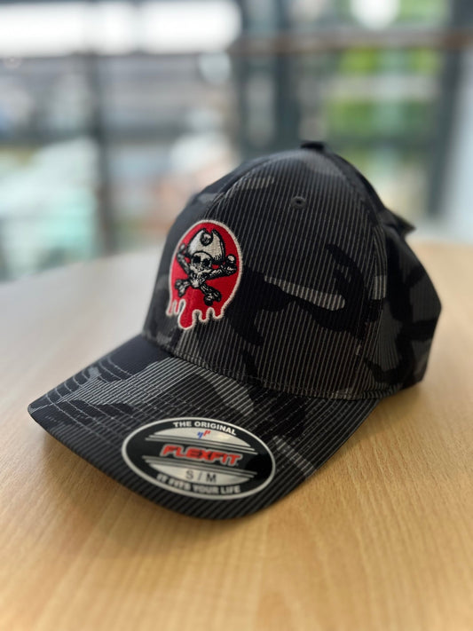 Bocam dark camo dripping logo skull & crossbones Flexfit cap - Bocam Gallery