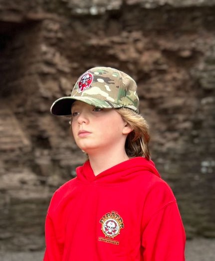 Bocam Flexfit Camouflage Baseball Cap with Dripping Paint Spot skull & crossbones logo - Bocam Gallery