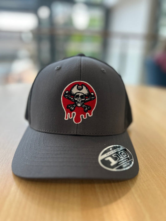 Bocam Grey/Melange Flexfit Trucker Cap – Dripping Skull & Crossbones Logo Snapback Hat - Bocam Gallery