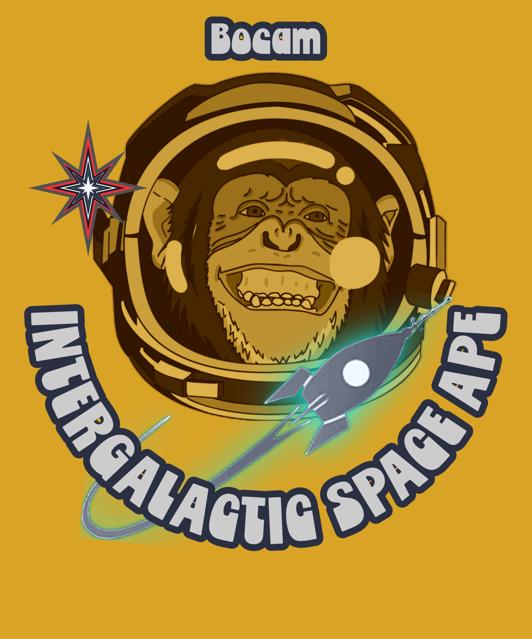 Bocam Intergalactic Space Ape T-Shirt – Retro Space Style Tee - Bocam Gallery