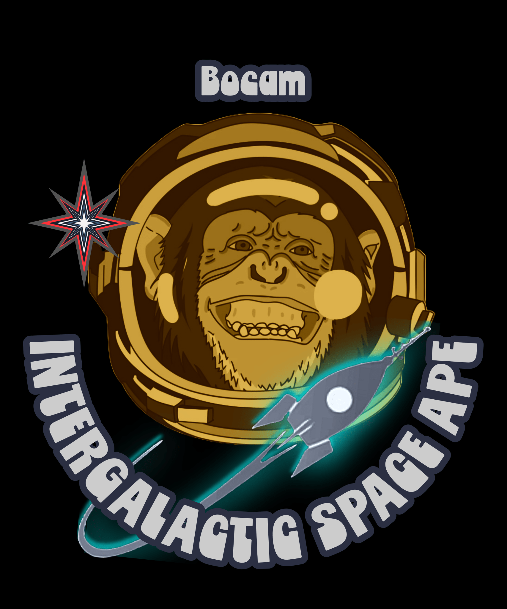Bocam Intergalactic Space Ape T-Shirt – Retro Space Style Tee - Bocam Gallery