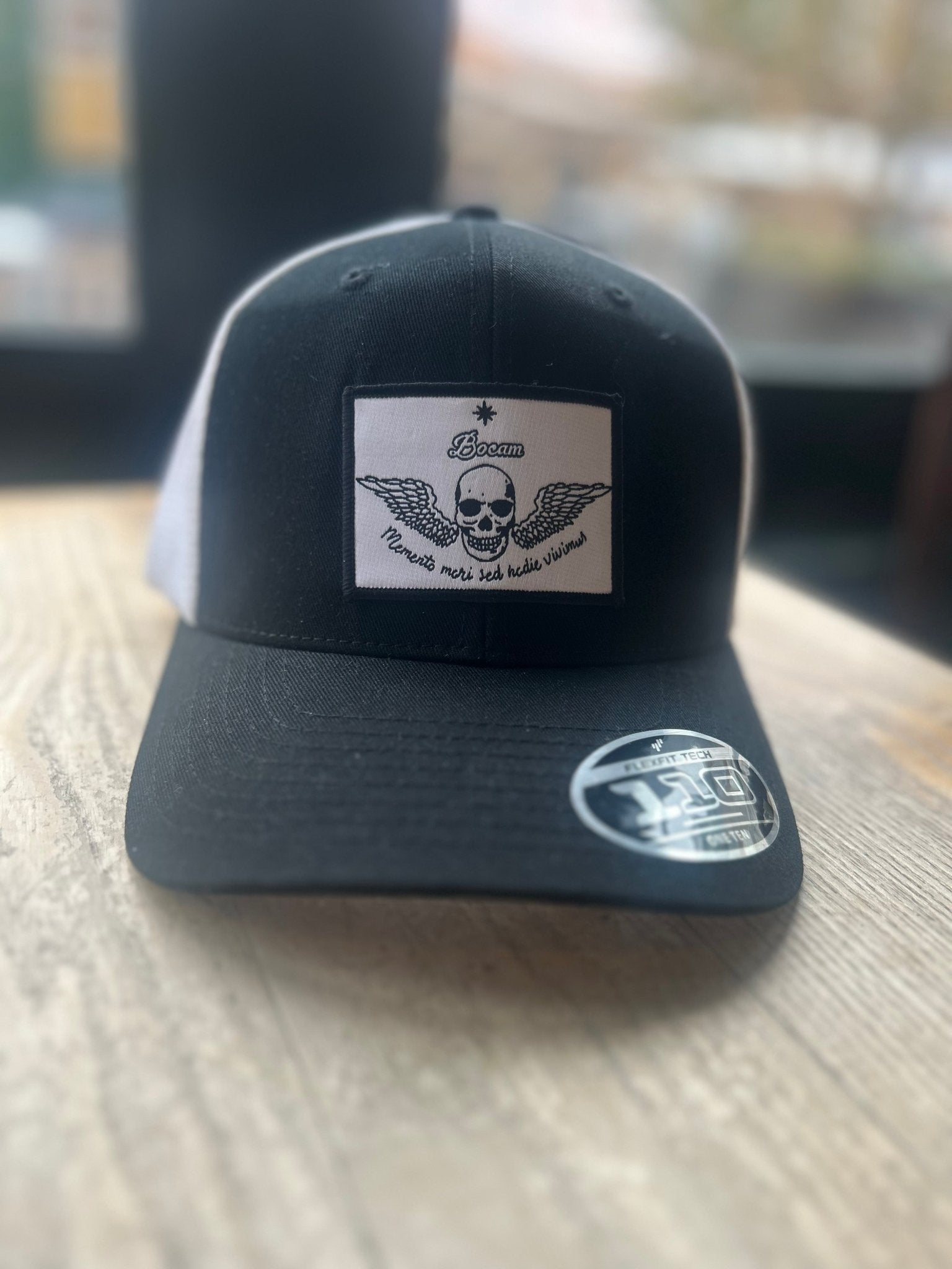 Bocam Two Toned Winged Skull “Momento Mori Sed Hodie Vivimus” Trucker Cap: - Bocam Gallery