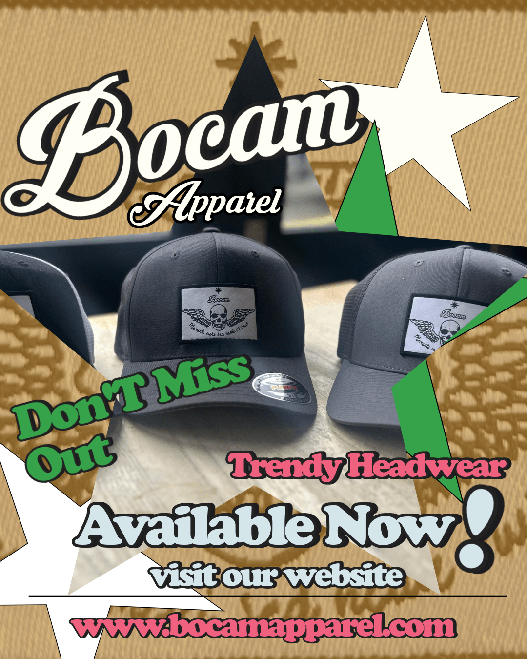 Bocam Two Toned Winged Skull “Momento Mori Sed Hodie Vivimus” Trucker Cap: - Bocam Gallery