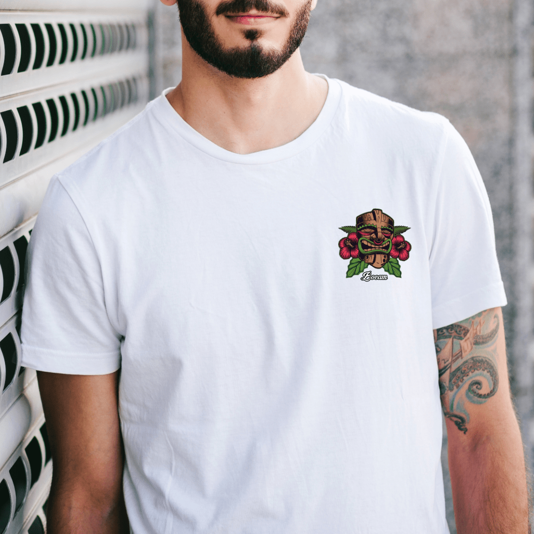 Super Bad Tiki Surfwear Organic Graphic T-Shirt (Black/White) | Bocam streetwear by Bocam Gallery – graphic design 100 organic cotton