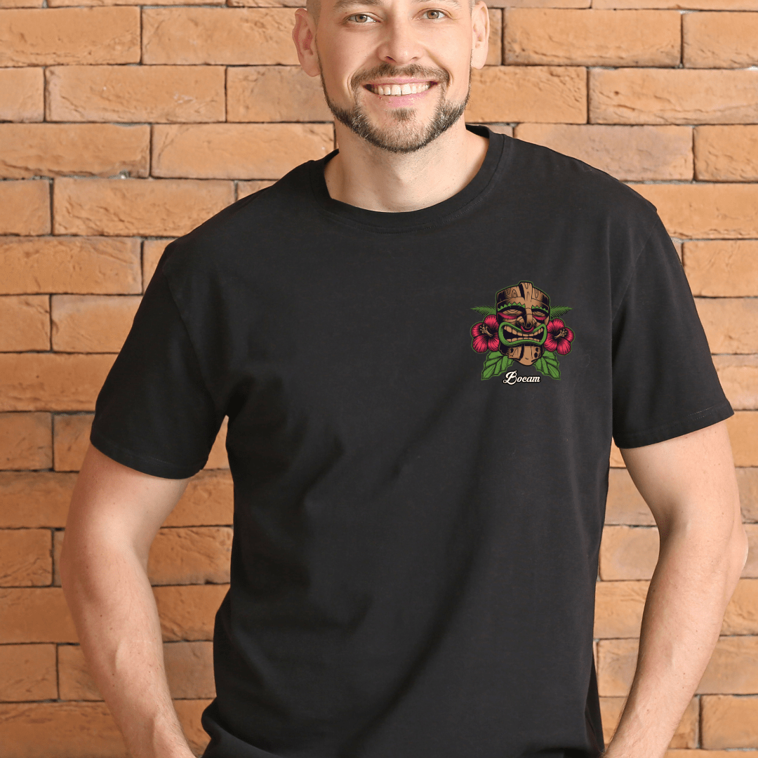 Super Bad Tiki Surfwear Organic Graphic T-Shirt (Black/White) | Bocam streetwear by Bocam Gallery – graphic design 100 organic cotton