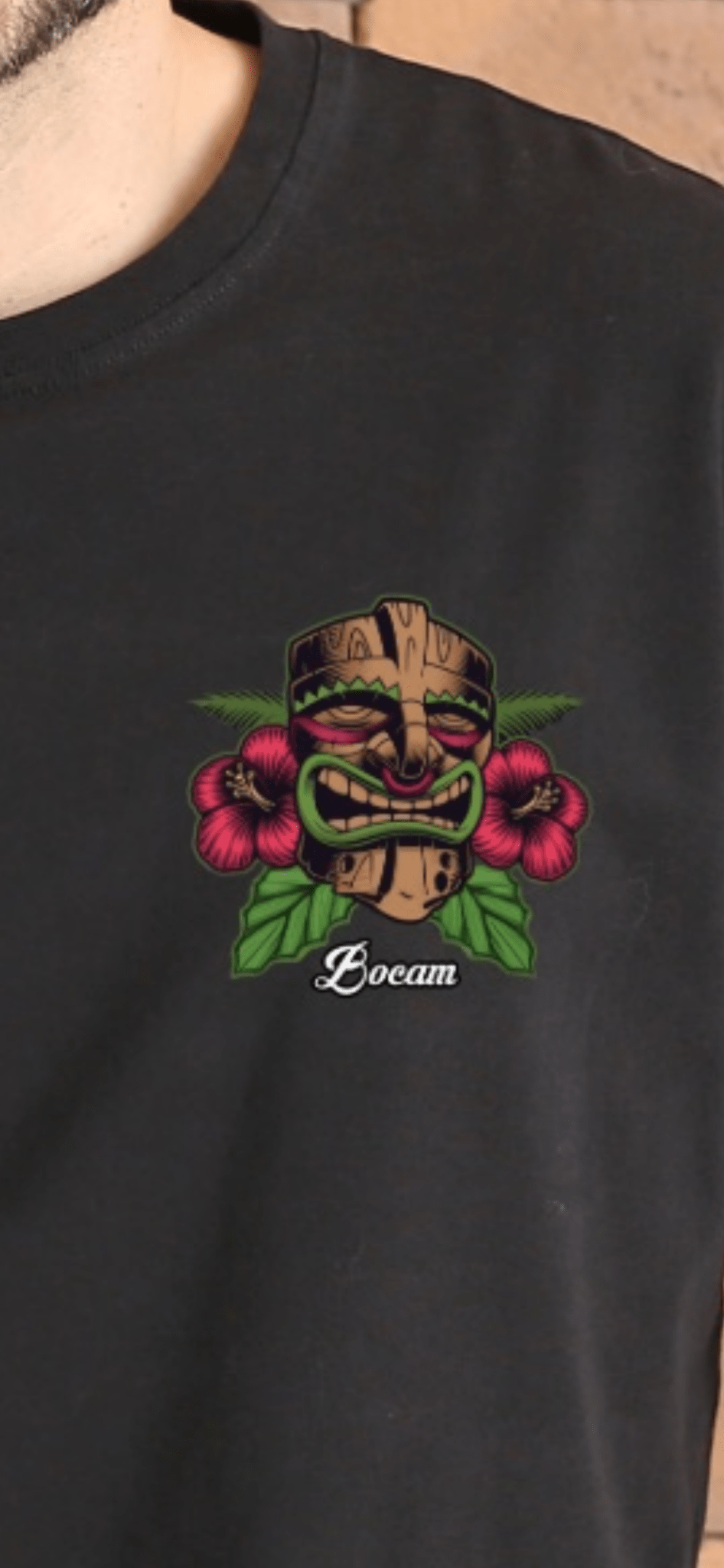 Super Bad Tiki Surfwear Organic Graphic T-Shirt (Black/White) | Bocam streetwear by Bocam Gallery – graphic design 100 organic cotton